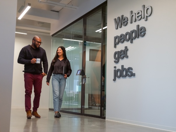Indeed employees walking through our offices.